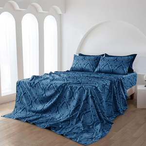 होटल शैली 6-पीसी कूलिंग बेड सेट किंग आकार बिस्तर शीट सेट नरम लुभावनी माइक्रोफाइबर शीट पैली बिस्तर शीट - Product Image 1