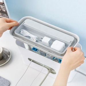 Power Cord Cable <b>Charger</b> Socket Storage Box Power Line Storage Organizer Box Under Desk Plastic Cable Box Organizer - Product Image 2