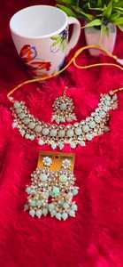 Conjunto de collar choker de lujo Mint Gan Kundan, valioso como joyería nupcial tradicional Statermont y Masing Fikka. - Product Image 6