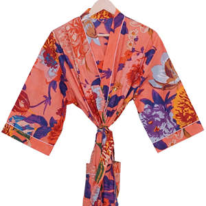 Robe Kimono Longue en Coton 100% Indien Imprimé Floral pour Femme, Faite à la Main, Taille Unique, Décontractée, Douce et Confortable - Product Image 2