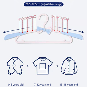 Vente en gros de supports pour vêtements de maison, cintres en plastique sans rail, <span class=keywords><strong>cintre</strong></span> extensible pour pantalons pour enfants, <span class=keywords><strong>cintre</strong></span> antidérapant pour bébé - Product Image 2