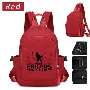 Sac à dos en verre rouge pour écoliers, sac de poitrine, sac bandoulière, portefeuille, anime, fermeture éclair bidirectionnelle, étanche, cadeaux - Product Image 4