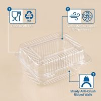 Boîte à fruits et légumes en plastique PET transparent avec couvercle ventilé, écologique, 175 mm, trous de ventilation respirants, pour produits frais, salades