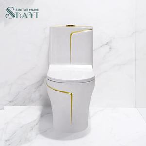 SDAYI奢华西方流行设计浴室陶瓷一体式马桶P陷阱wc金色电镀马桶套装 - Product Image 3