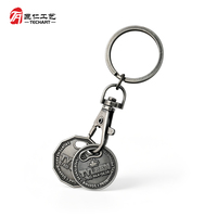 Porte-clés en forme de jeton de chariot, logo personnalisé, placage bicolore, emballé individuellement pour la promotion de la marque