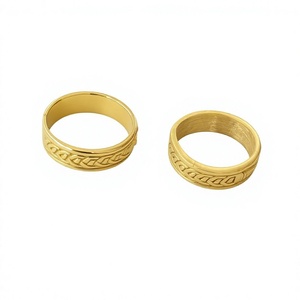 Classic Gold Wedding Bands With Scroll Design Unisex <b>Plain</b> <b>Rings</b> For Wedding Occasion - Product Image 1