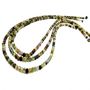 Natural Multi Peruvian <b>Opal</b> Beaded <b>Necklace</b> Magnetic Clasp Rondelle Shape - Product Image 1