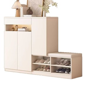 Solid Wood Shoe Cabinet Large Capacity Entryway Storage Multi Layer Rack For Home Use Sneakers Boots High <b>Heels</b> - Product Image 5