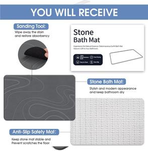 Индивидуальный дизайн, Быстросохнущий диатомовый коврик для ванной комнаты, диатомитовый коврик для ванной, каменный коврик для ванной - Product Image 6