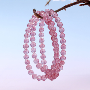 Pulsera <span class=keywords><strong>de</strong></span> Cuarzo <span class=keywords><strong>Fresa</strong></span> Natural Multicapa al por Mayor, Brazalete <span class=keywords><strong>de</strong></span> Cristal Rosa Translúcido, Joyería Comercial <span class=keywords><strong>de</strong></span> Piedra - Product Image 5