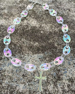 Collier Ras du Cou Épais Acrylique Transparent Thème Jésus Hip Hop Punk Personnalisé pour Hommes et Femmes, Pendentif Croix Style Nez de Cochon, Bijou Tendance Garçon Ado - Product Image 4