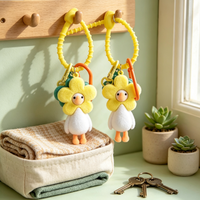 Porte-clés Canard Fleuri Adorable, Pendentif Dessin Animé Créatif, Dragonne en Silicone, Anneau de Clé, Breloque de Sac, Décoration, Cadeau pour Filles