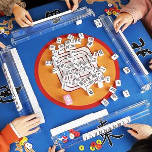 4 supports de mahjong modernes en acrylique avec poussoirs intégrés, table de jeu transparente pour tuiles américaines, fabriqués en Chine - Product Image 3