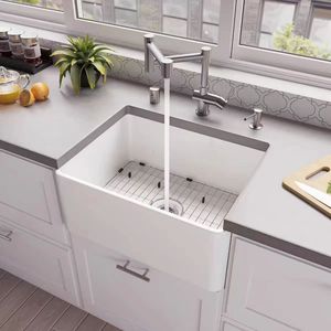 30 Inch Single Bowl Rectangle Ceramic Kitchen <strong>Sink</strong> Above Counter Installation with One Hole <strong>Rectangular</strong> Style - Product Image 4