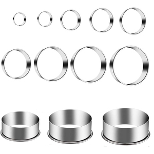 12 pièces en acier inoxydable cuisson pâtisserie coupe-pâte Mousse anneau moules forme ronde coupe cercle Cookie moules ensemble - Product Image 5