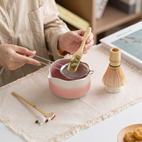 Bol à Matcha Classique en Porcelaine Fine 500ml à Bordure Florale, Ensemble Cérémonie du Thé Matcha Japonais, Écologique et Résistant à la Chaleur - Vente Chaude