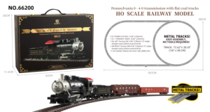 Set Treno Elettrico Scala HO, Locomotiva a Vapore Vintage Pennsylvania 0-4-0, Kit Modello Ferroviario in Metallo Pressofuso - Product Image 3