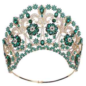 มงกุฎทรงบาร็อคแบบปรับได้ ขนาดใหญ่ ทรงสูง ประดับคริสตัลวิบวับ สำหรับงานแต่งงานและงานพรอม - Product Image 3