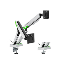 LDT93-C024L 17 "-38" 16kg RGB éclairage double bras de moniteur ultra large à usage intensif support de montage de moniteur de jeu à ressort mécanique