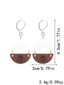Pendientes acrílicos Vintage Luna Estrella de madera Estampado de miel Pendientes colgantes acrílicos ahuecados para mujeres Uionen 836 - Product Image 4