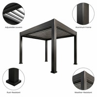 Pergola autoportante 4x4m en aluminium à lames orientables, imperméable, pour jardin, patio, gazebo, auvent, vente en gros directe d'usine