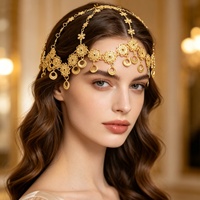 Rantai hiasan rambut panjang dengan rumbai bunga terlaris, gaya Timur Tengah vintage kerajaan, berbahan alloy, unisex, eksotis