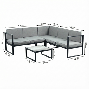 Ensemble <span class=keywords><strong>de</strong></span> canapé d'extérieur moderne en forme <span class=keywords><strong>de</strong></span> L, structure en acier, canapé d'angle modulable, table basse, confortable, minimaliste, pour cour, <span class=keywords><strong>jardin</strong></span>, terrasse - Product Image 6