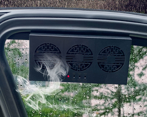 Phổ Biến Trung Quốc Phong Cách Màu Đen/Trắng USB + Năng Lượng Mặt Trời Năng Lượng Tự Động Fan Hâm Mộ Xe Cửa Sổ Làm Mát Quạt Xả Ánh Sáng Hoạt Động Ba Người Hâm Mộ Tự Động - Product Image 2