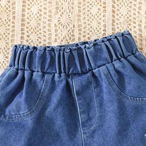 Conjunto de Ropa de Verano para Niñas 2026, Top con Volantes y Hombros Descubiertos, y Shorts de Mezclilla con Forma de Corazón, para Niñas de 2 a 8 Años - Product Image 5