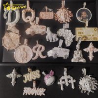 Pendentif Lettre Personnalisé VVS Moissanite pour Homme, Testeur de Diamant, Breloques Hip Hop, Bijoux en Argent 925 Iced Out