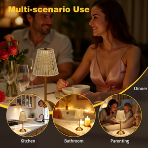 Cordless <b>Table</b> Lamp Rechargeable Battery Operated Lamp 3 Color Modes Stepless Dimmable <b>LED</b> Touch Portable Crystal Gold Lamp - Product Image 4