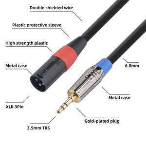 Câble audio 3,5 mm mâle vers XLR mâle plaqué or, mini-jack TRS 1/8 pouce vers cordon XLR pour ordinateur portable, téléphone vers console <span class=keywords><strong>de</strong></span> <span class=keywords><strong>mixage</strong></span> - Product Image 5