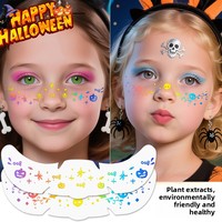 Autocollants de tatouage facial à paillettes de Halloween, holographiques, multichromes, imperméables, effet éclatant, pour femmes et enfants