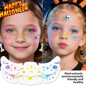 Parches de Maquillaje <span class=keywords><strong>con</strong></span> Purpurina para Halloween, <span class=keywords><strong>Tatuajes</strong></span> Faciales de Pecas Holográficas Multichrome, Resistentes al Agua, para <span class=keywords><strong>Mujeres</strong></span> y Niños - Product Image 2