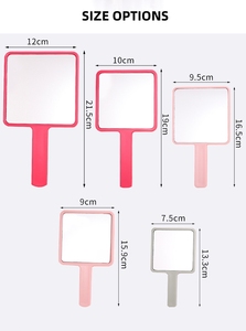 Kích cỡ khác nhau nhựa vuông cầm tay mỹ phẩm xử lý gương xách tay Vanity trang điểm tay gương số lượng lớn với thiết kế logo tùy chỉnh - Product Image 2
