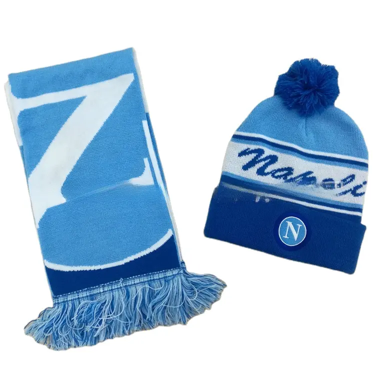 Производитель, зимний теплый вязаный акриловый жаккардовый шарф-шапочка с логотипом на заказ, наборы шапок