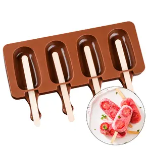 4 cavità Del Silicone Popsicle Muffa/Silicone Lecca Lecca di Ghiaccio Stampi/Crema di Ghiaccio Del Silicone Pop Creatore Della Muffa