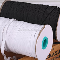 OKAY 3MM 6MM 9MM 12MM Rubans élastiques tressés plats blancs et noirs en rouleaux pour la couture et l'artisanat