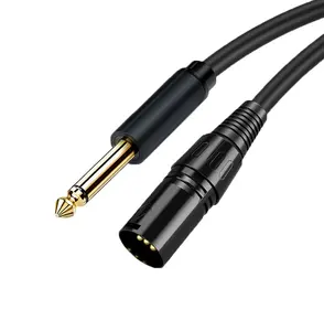 Kabel Audio HIFI 6.35Mm 1/4 TS MONO Ke XLR, Kabel Audio Lapis Emas OFC Colokan Mono Ke Colokan Stereo