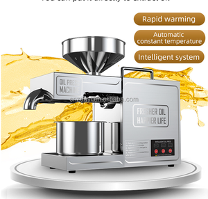 مكبس زيت أوتوماتيكي صغير الحجم من الفولاذ المقاوم للصدأ للضغط البارد والساخن حالة جديدة للأسر - Product Image 2