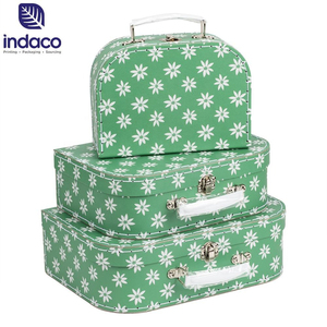 Wholesale New Born Baby Paper <b>Suitcase</b> <b>Stitch</b> Finish Cardboard <b>Suitcase</b> Boxes 3 Sets for Children - Product Image 4
