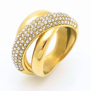 Anillo Unisex <span class=keywords><strong>de</strong></span> Acero Inoxidable <span class=keywords><strong>de</strong></span> Lujo Ligero, Estilo Hip Hop/<span class=keywords><strong>Rock</strong></span>, Chapado en Oro <span class=keywords><strong>de</strong></span> 18K <span class=keywords><strong>con</strong></span> Diamantes, Nuevo Diseño Transfronterizo entre Europa y Estados Unidos - Product Image 1