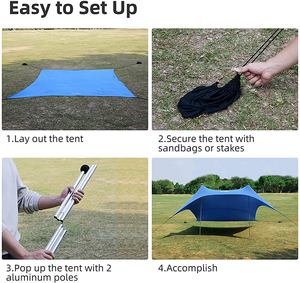 Portable Sun Shade <b>Canopy</b> Beach <b>Tent</b> Shelter UPF 50+ UV Protection Built-in Sandbags Carry Bag Outdoor Camping Picnic - Product Image 5