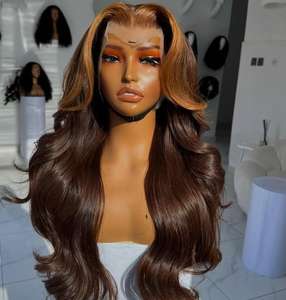 Ombre สีน้ำตาลเข้ม13x4วิกผมดิบแท้แบบบราซิลเลียนทำจากลูกไม้ด้านหน้าวิกผมยาวแบบลอนแบบหลวมสำหรับผู้หญิง - Product Image 2