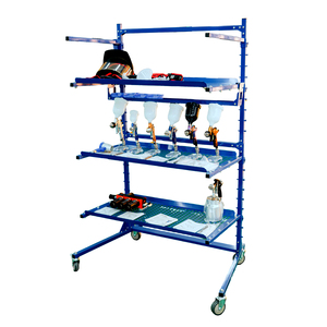 Chariot de rangement Lutro LC-302 pour pièces de <span class=keywords><strong>carrosserie</strong></span>, étagères <span class=keywords><strong>en</strong></span> acier réglables à 3 niveaux avec crochets pour la réparation de carrosseries automobiles - Product Image 2