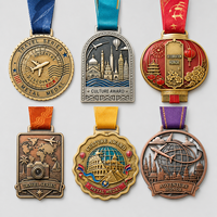 Médailles de récompense en alliage de zinc 3D personnalisées pour voyages, aventures, découvertes, cultures, célébrations, souvenirs, avec ruban imprimé