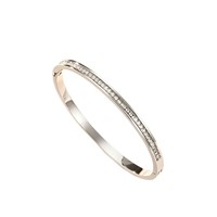 Bracelet tendance en acier titane serti de diamants ronds pour femmes, design de niche, simple et élégant, accessoires pour les mains