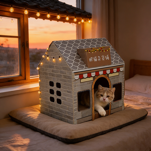 Maison pour chat d'intérieur, abri décoratif en papier pour chat, idéal pour la verdure intérieure - Product Image 1