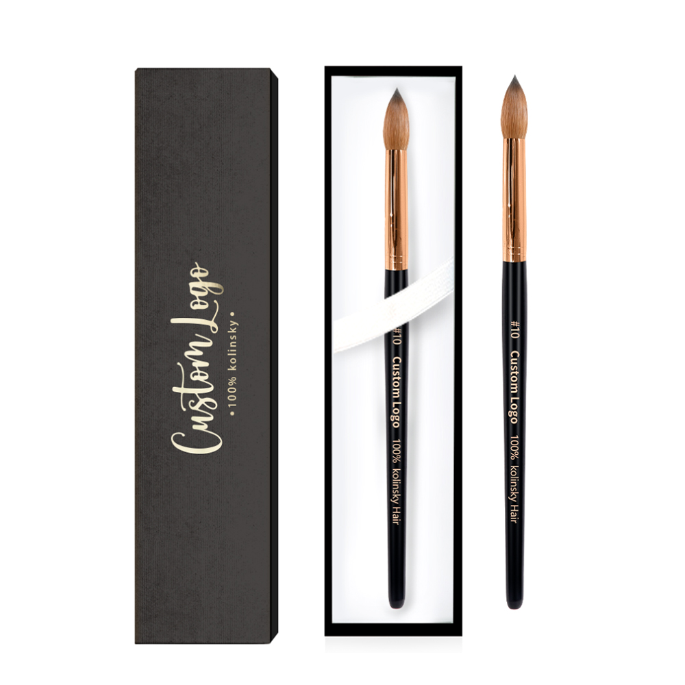 Оптовая продажа, овальная акриловая щетка Kolinsky с логотипом производителя на заказ, 100% чистая кисть для акриловых ногтей Kolinsky Szie 12 14 16 18 20