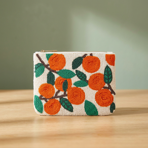 Porte-monnaie perlé fait main, forme personnalisée, motif fruit brodé, fermeture éclair décontractée, usage quotidien pour réunions de famille/fêtes - Product Image 1